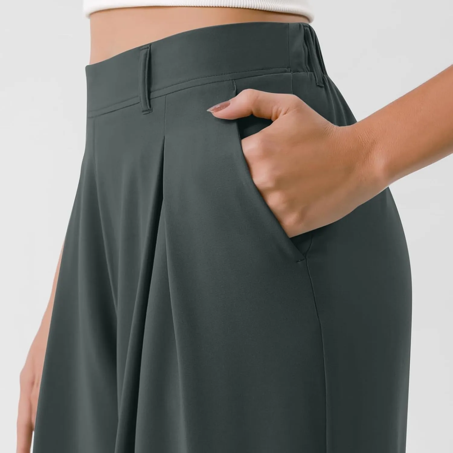 Womens Work Dress Pants 2025 Business Casual Outfits Office Flowy High Waisted Wide Leg Trousers with Pockets