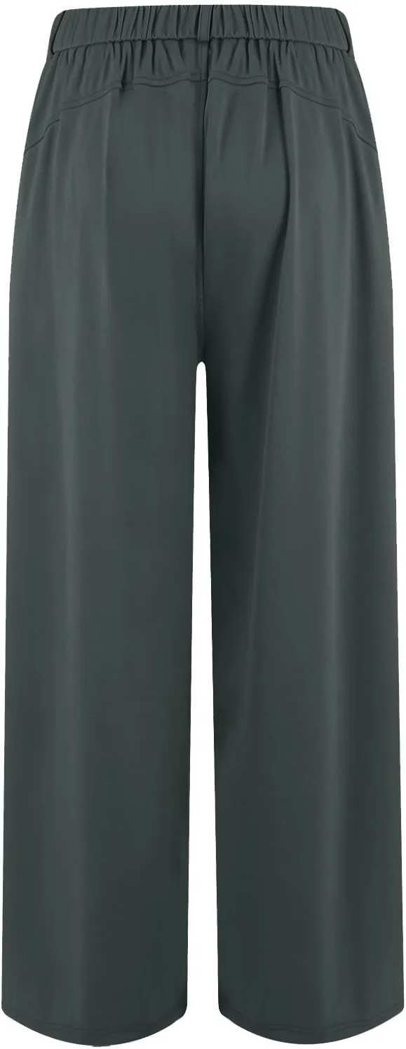 Womens Work Dress Pants 2025 Business Casual Outfits Office Flowy High Waisted Wide Leg Trousers with Pockets