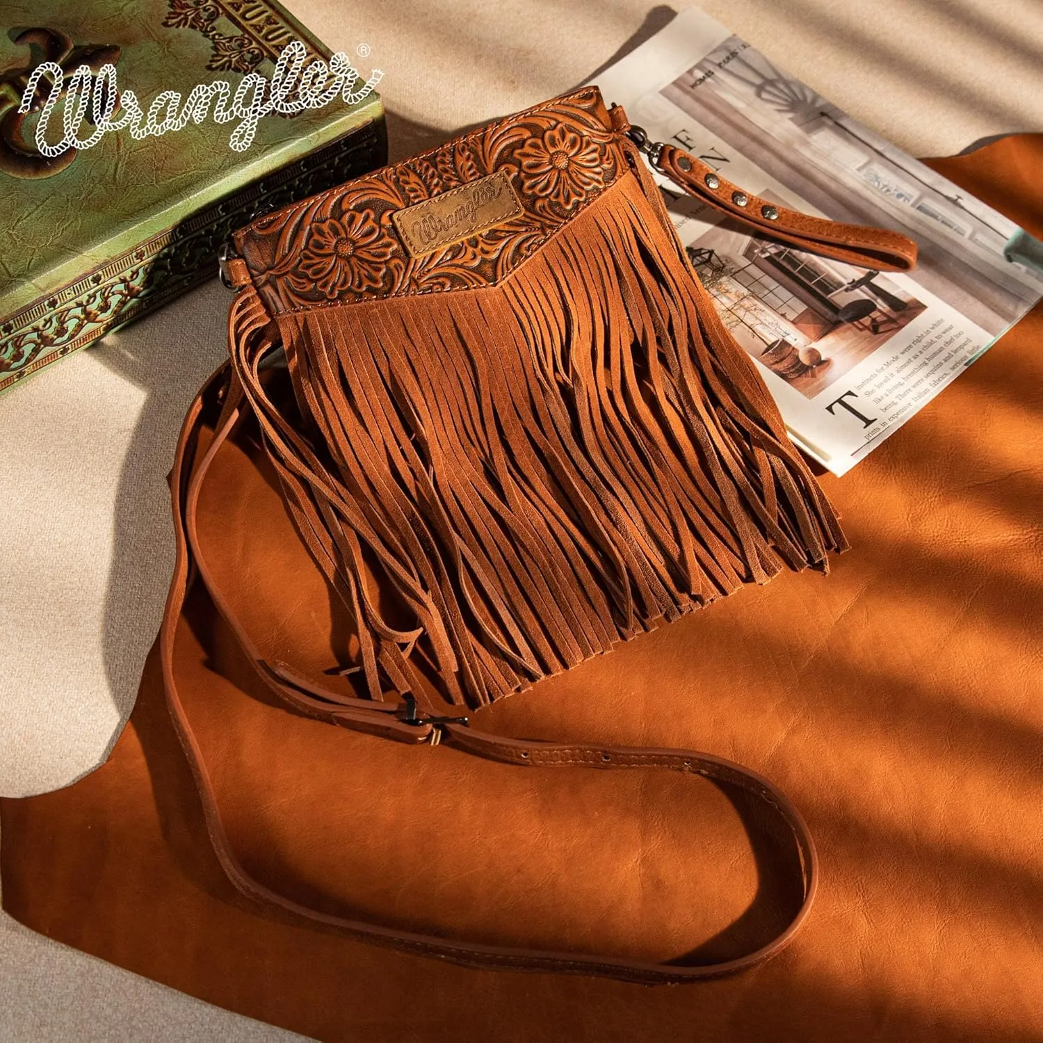 Wrangler Crossbody Small Purse for Women Wristlet Fringe Bag Western Purse