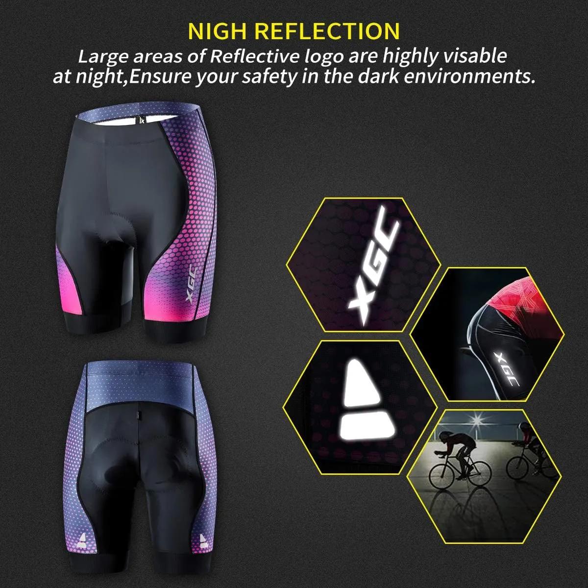XGC Women's Cycling Shorts Bike Shorts and Cycling Underwear with High-Elasticity and Highly Breathable 4D Padded