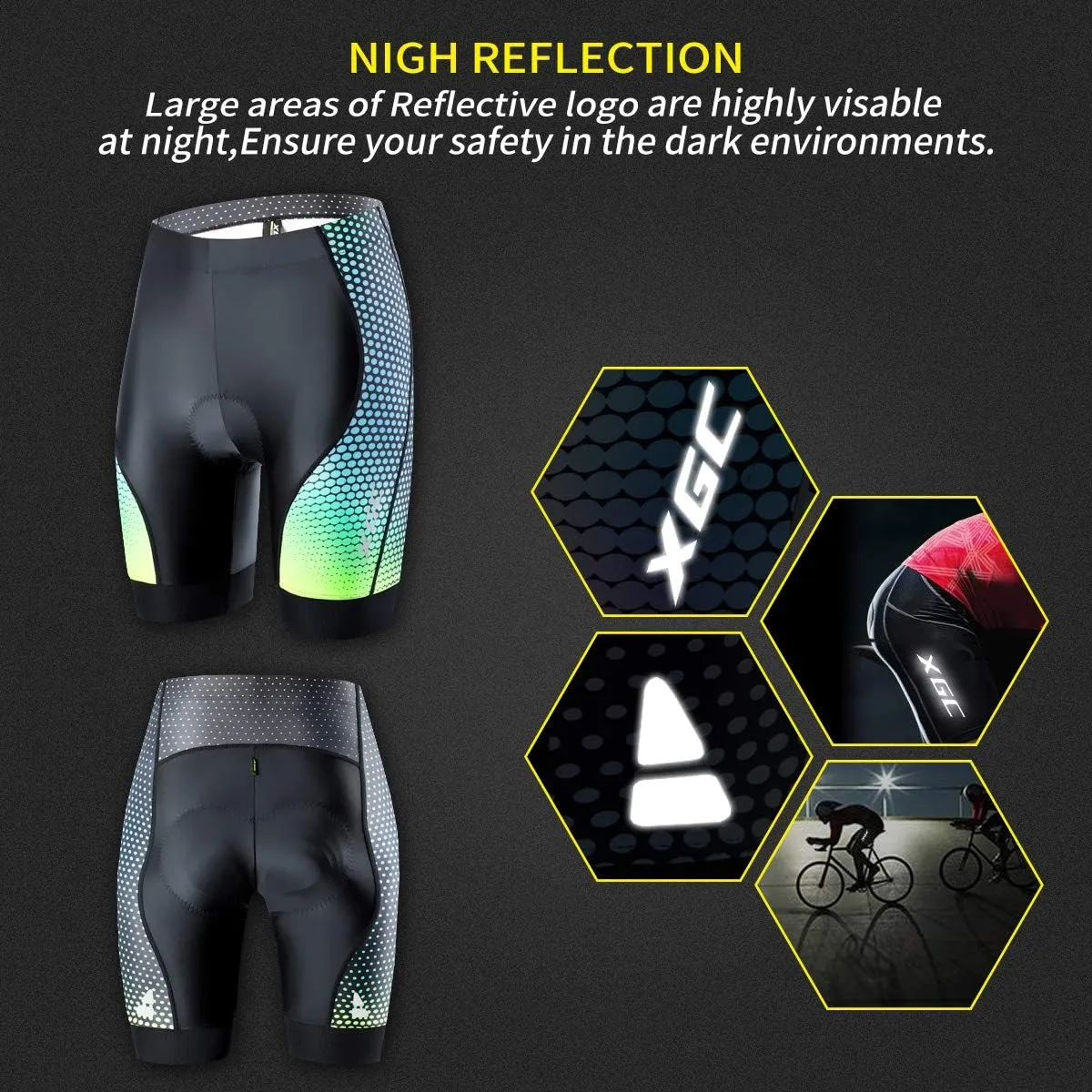 XGC Women's Cycling Shorts Bike Shorts and Cycling Underwear with High-Elasticity and Highly Breathable 4D Padded