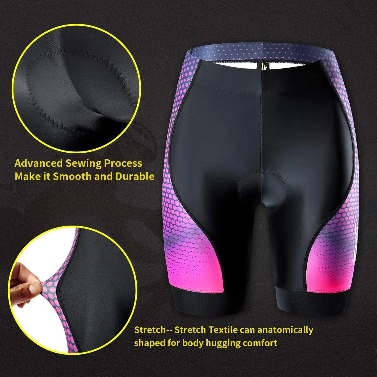 XGC Women's Cycling Shorts Bike Shorts and Cycling Underwear with High-Elasticity and Highly Breathable 4D Padded