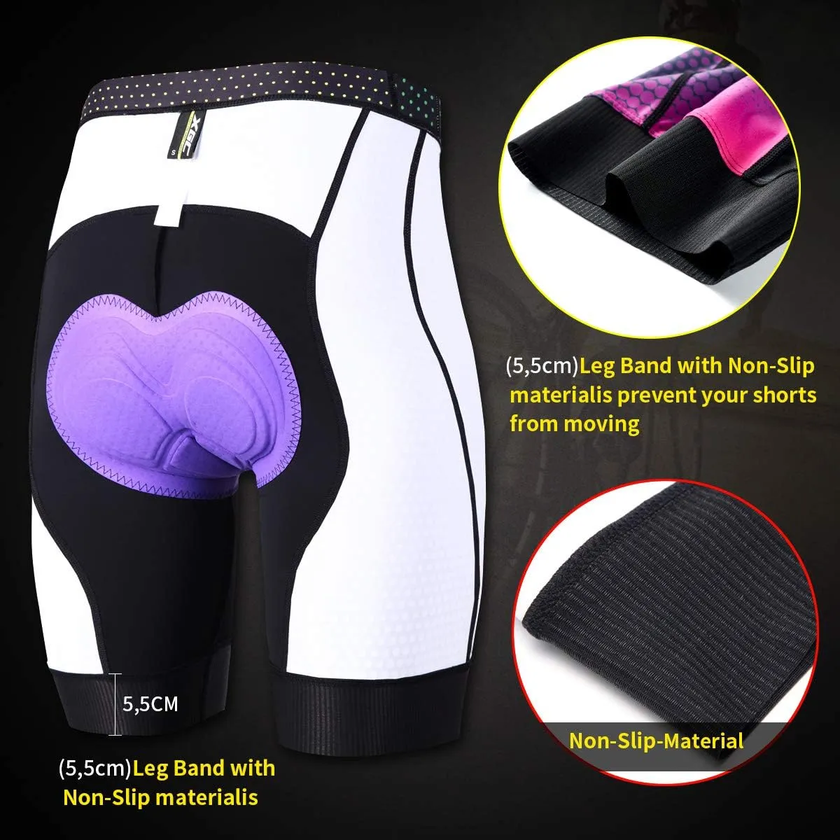 XGC Women's Cycling Shorts Bike Shorts and Cycling Underwear with High-Elasticity and Highly Breathable 4D Padded