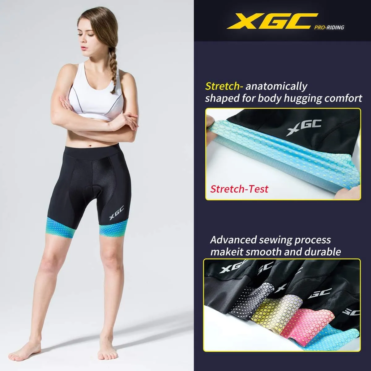 XGC Women's Cycling Shorts Bike Shorts and Cycling Underwear with High-Elasticity and Highly Breathable 4D Padded