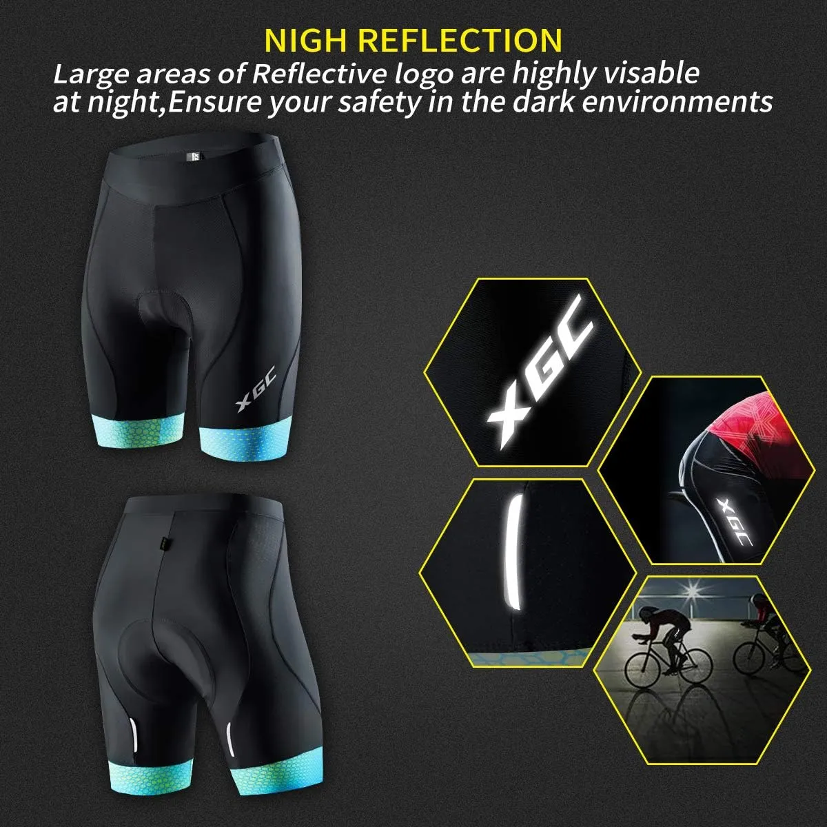 XGC Women's Cycling Shorts Bike Shorts and Cycling Underwear with High-Elasticity and Highly Breathable 4D Padded