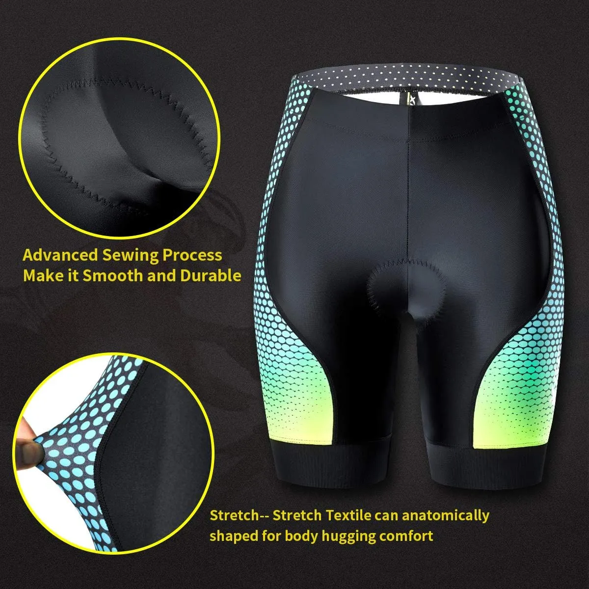 XGC Women's Cycling Shorts Bike Shorts and Cycling Underwear with High-Elasticity and Highly Breathable 4D Padded