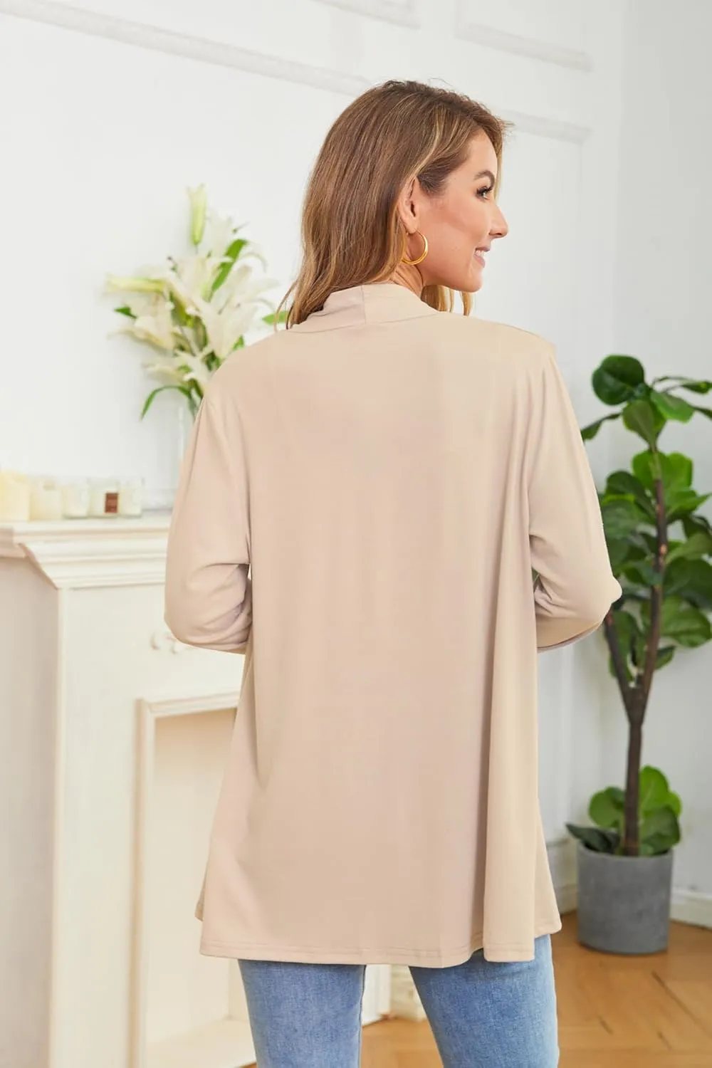 Yekaty Womens Lightweight Cardigans Open Front Long Sleeve Drape Kimono Cardigan Sweaters with Pockets