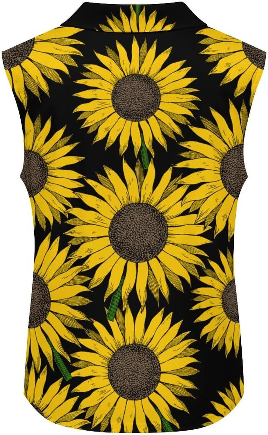 Yellow Sunflower Women's Sleeveless Golf Polo Shirts Athletic Tank Tops