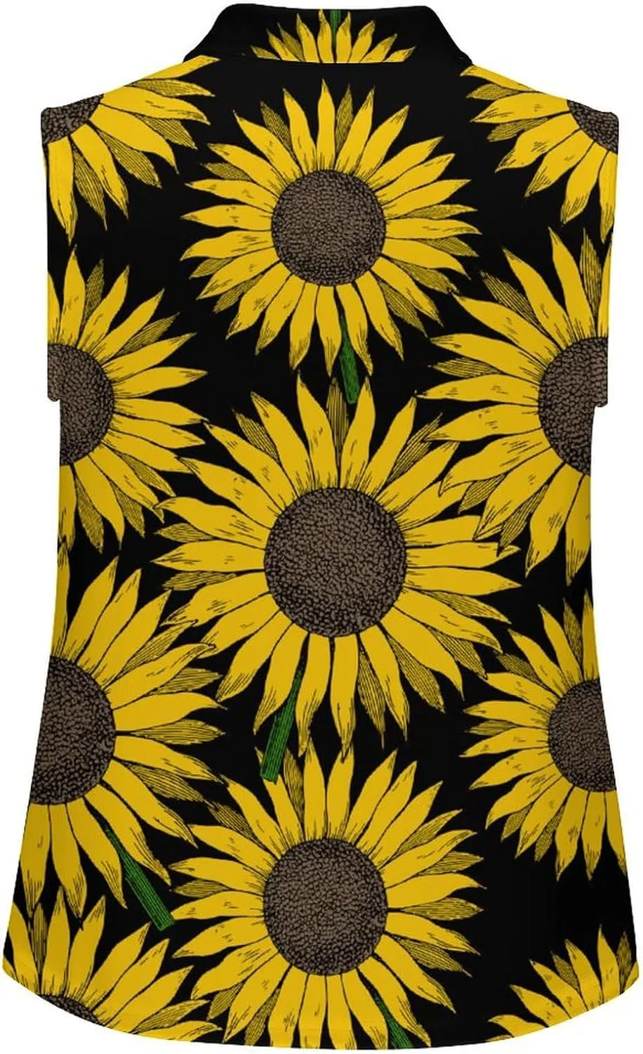 Yellow Sunflower Women's Sleeveless Golf Polo Shirts Athletic Tank Tops