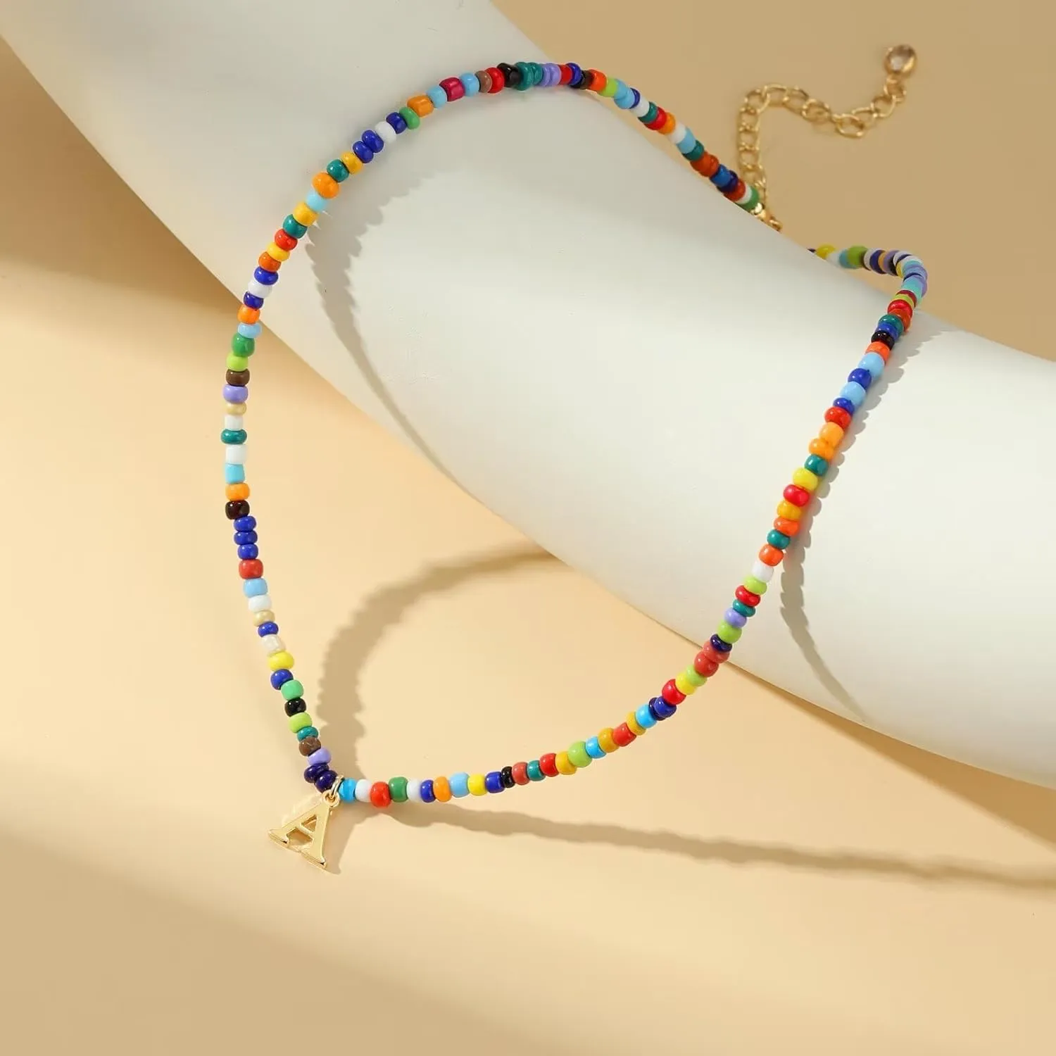 Yoosteel Colorful Beaded Initial Necklaces for Girls Gifts - Cute Initial Necklaces for Teen Girl Women Trendy Letter Necklace Jewelry for Girls Kids Personalized Birthday Back to School Gifts