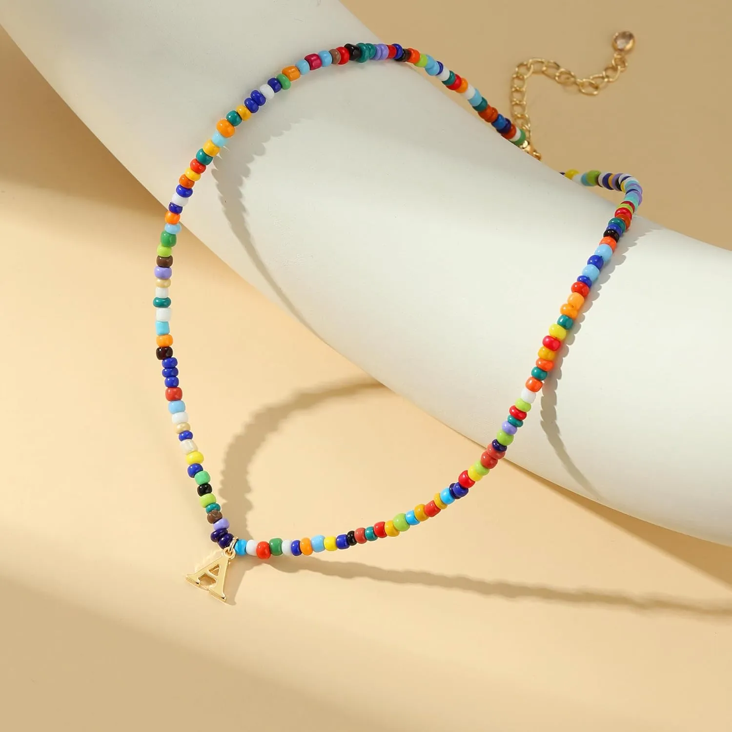 Yoosteel Colorful Beaded Initial Necklaces for Girls Kids Graduation Gifts - Cute Initial Necklaces for Teen Girl Women Trendy Letter Necklace Jewelry for Girls Birthday Graduation Gifts