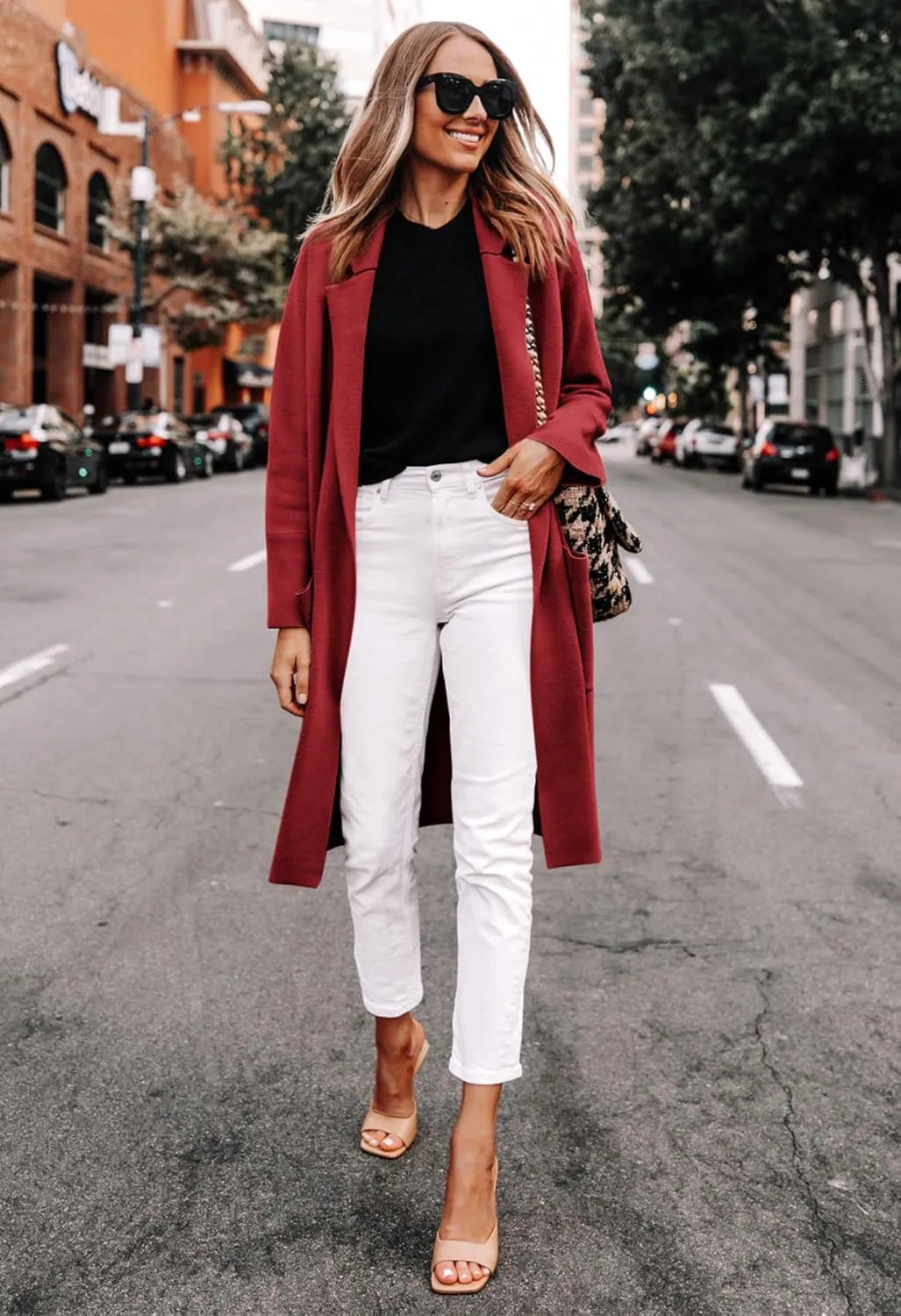 Yousify Cardigan for Women 2024 Open Front Knit Fall Sweaters with Pockets Coatigan Lapel Blazer Coats