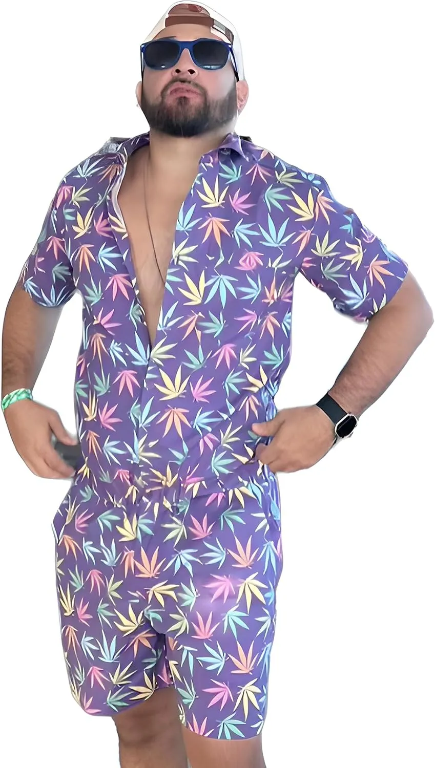Zesties Male Rompers - Original Romper Jumpsuits for Men - Tropical Male Onesie Shorts - Men's Jumper Rompers