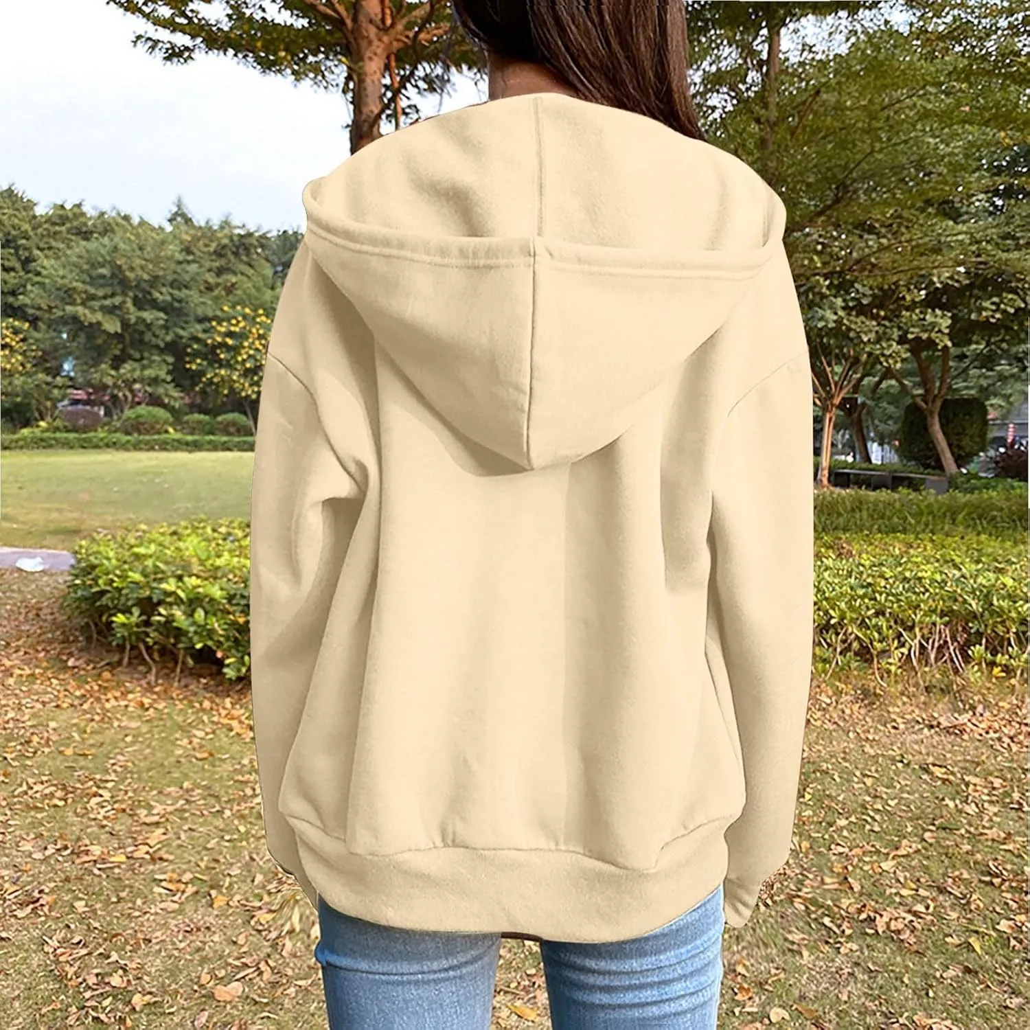 Zip Up Hoodie Women Fall Fashion 2025 Long Sleeve Zip Up Lightweight Sweatshirts Loose Fit Workout Plain Hoodie