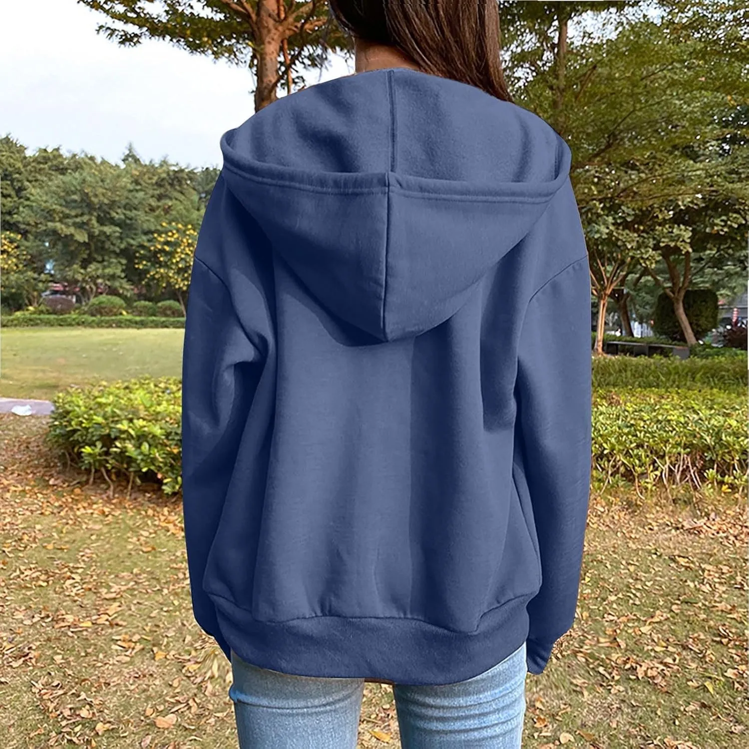 Zip Up Hoodie Women Fall Fashion 2025 Long Sleeve Zip Up Lightweight Sweatshirts Loose Fit Workout Plain Hoodie